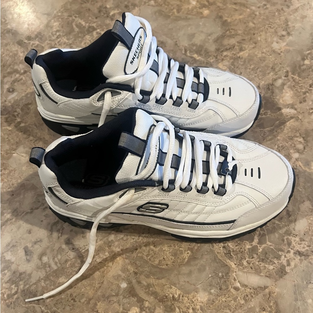 Skechers Men’s White & Navy Athletic Sneakers